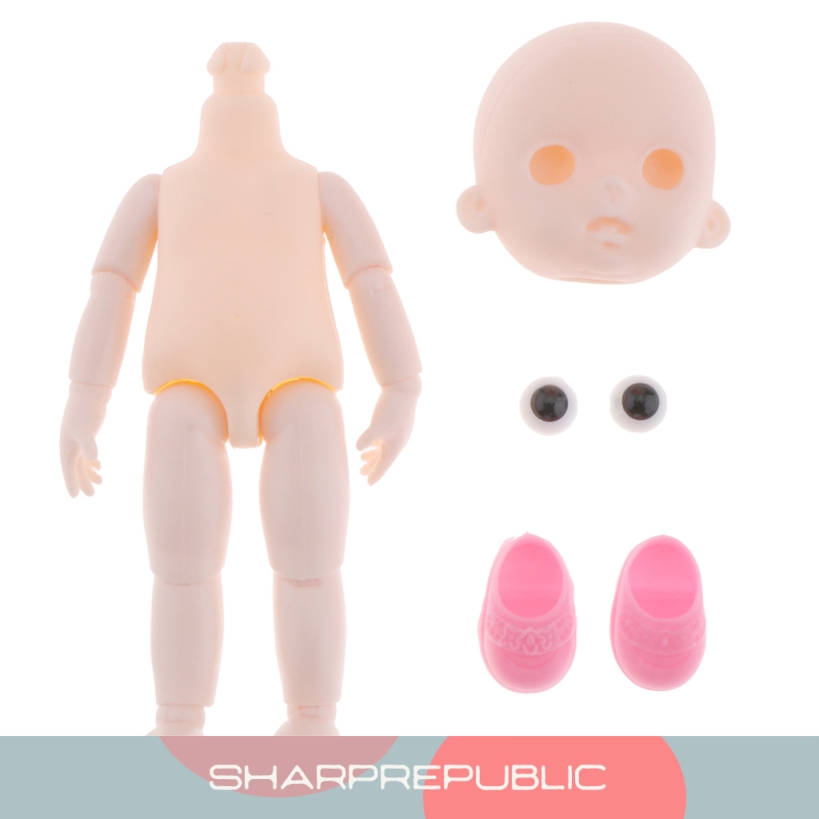 1/12 Ball Jointed Unpainted Doll Body with Head Shoes DIY Parts Accessory