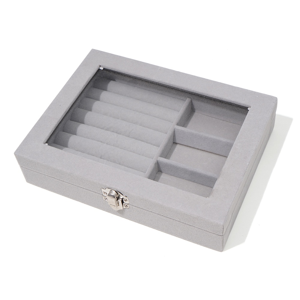 1 Hộp Đựng Trang Sức Bằng Da Lộn Màu Xám ★★★[Available]