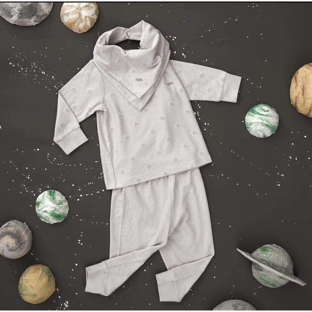 Bộ cài vai dài ghi sao 9M--Nu Velours