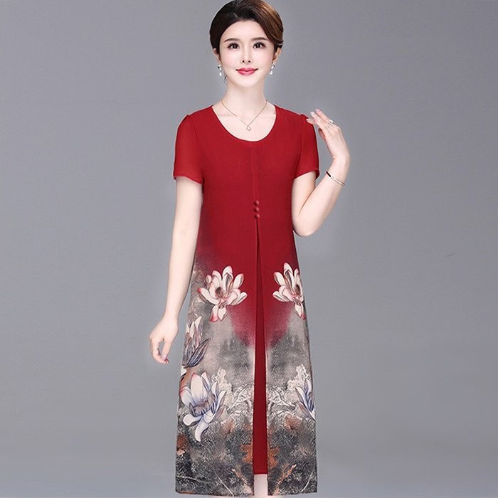 Đầm Suông Giấu Bụng Trung Niên, Kiểu Đầm Suông Dự Tiệc Cao Cấp Big Size - Thời Trang Trung Niên Nữ U50 U60 | NP489