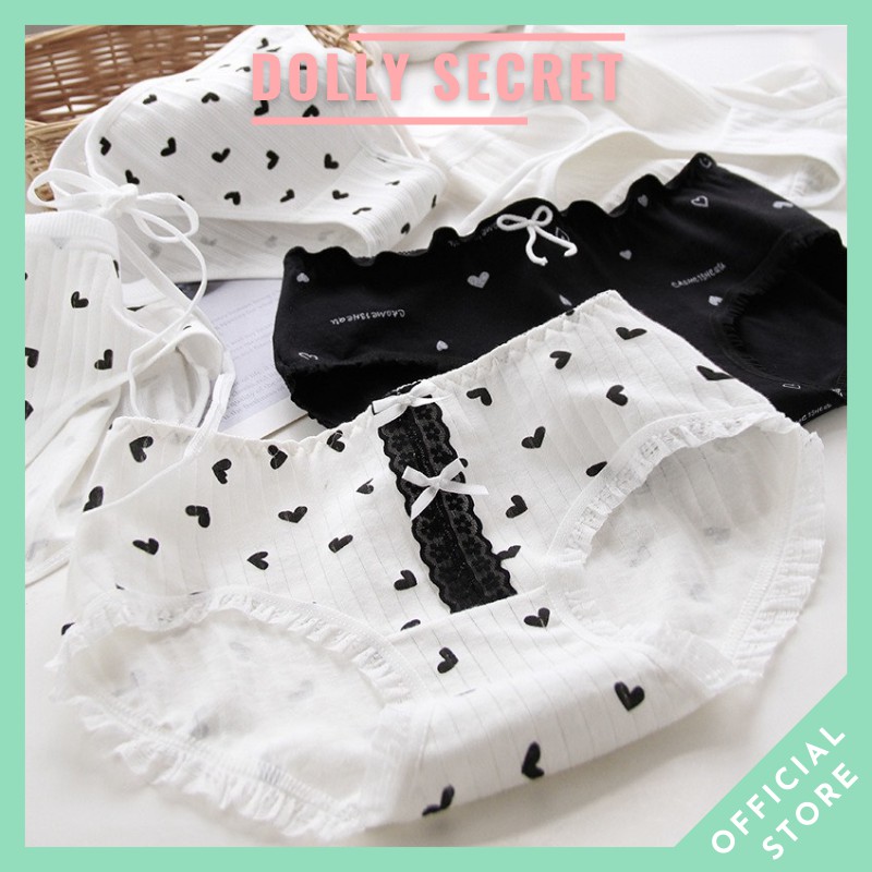 Set quần lót nữ dễ thương len tăm cotton thun lạnh kháng khuẩn quà tặng ý nghĩa DOLLYSECRET QL042