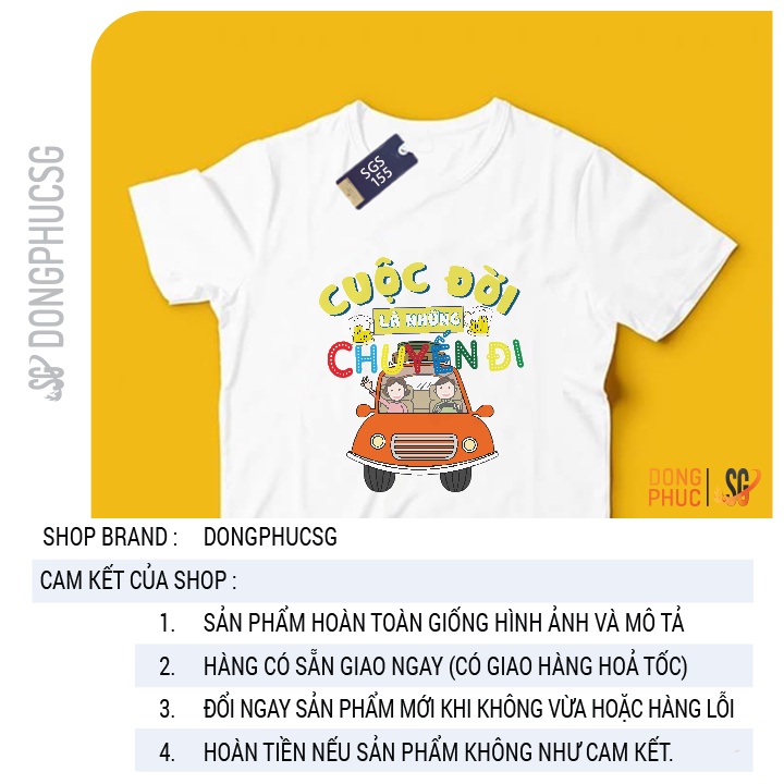 Áo thun hội nhóm unisex nam nữ gia đình team phông màu trắng thun cotton mềm mịn SGS155 | SG