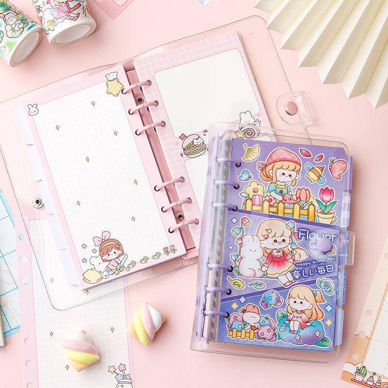⭐ iLado ⭐ binder A6 sổ tay tài khoản tay sáng tạo dễ thương vở kẻ ngang sổ ghi chép sổ ghi chú mini notebook sổ tay ghi chép vở lò xo kẻ ngang sổ lò xo kẻ ngang marker học văn phòng phẩm sổ ghi chú sticker tập vở