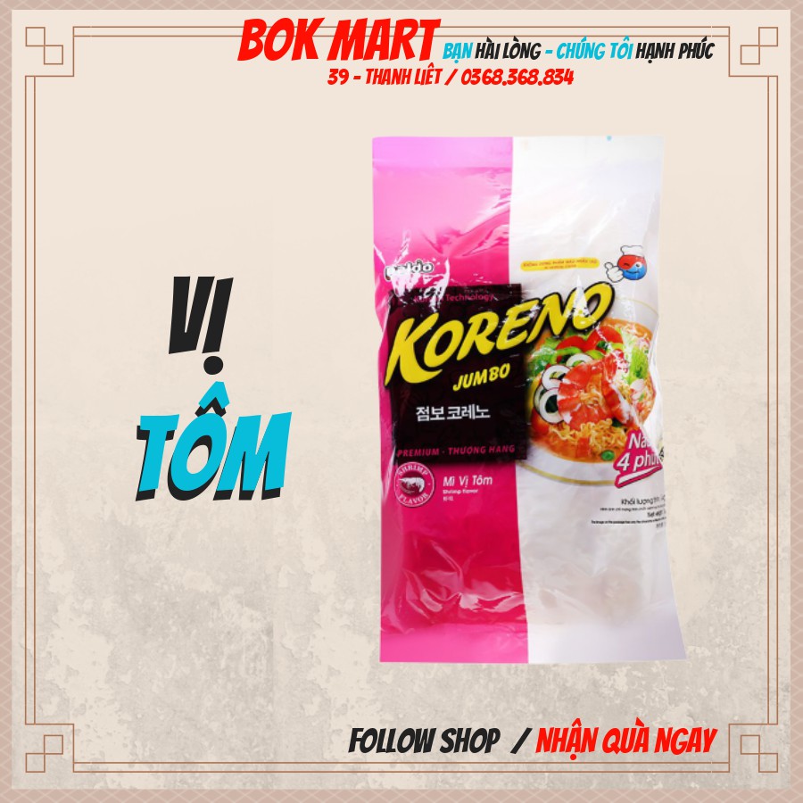 MÌ KORENO JUMBO HÀN QUỐC 1KG GÀ - TÔM - BÒ CAY - KIM CHI