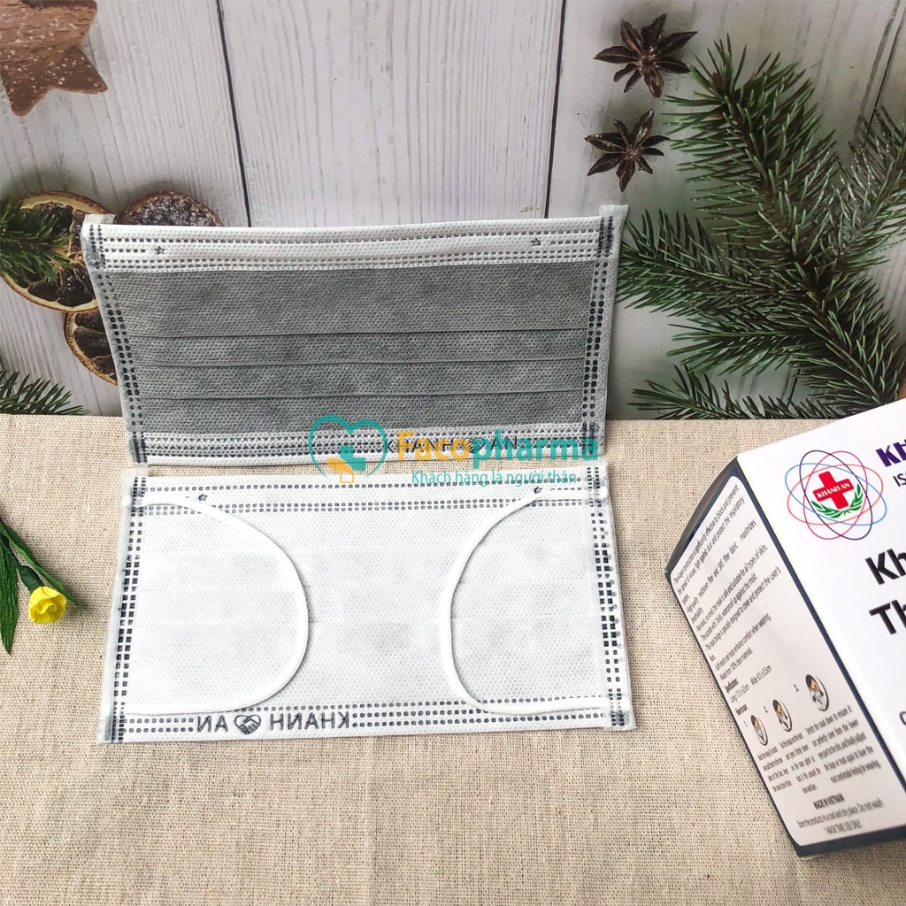 Khẩu trang than hoạt tính 4 lớp kháng khuẩn cao cấp Khánh An hộp 40 cái chống bụi hóa chất gây hại KATHTO
