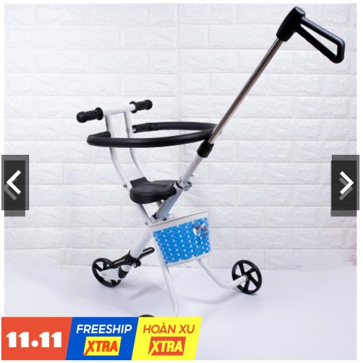 XE ĐẨY 3 BÁNH GẤP GỌN THÔNG MINH CHO BÉ có giỏ treo đồ
