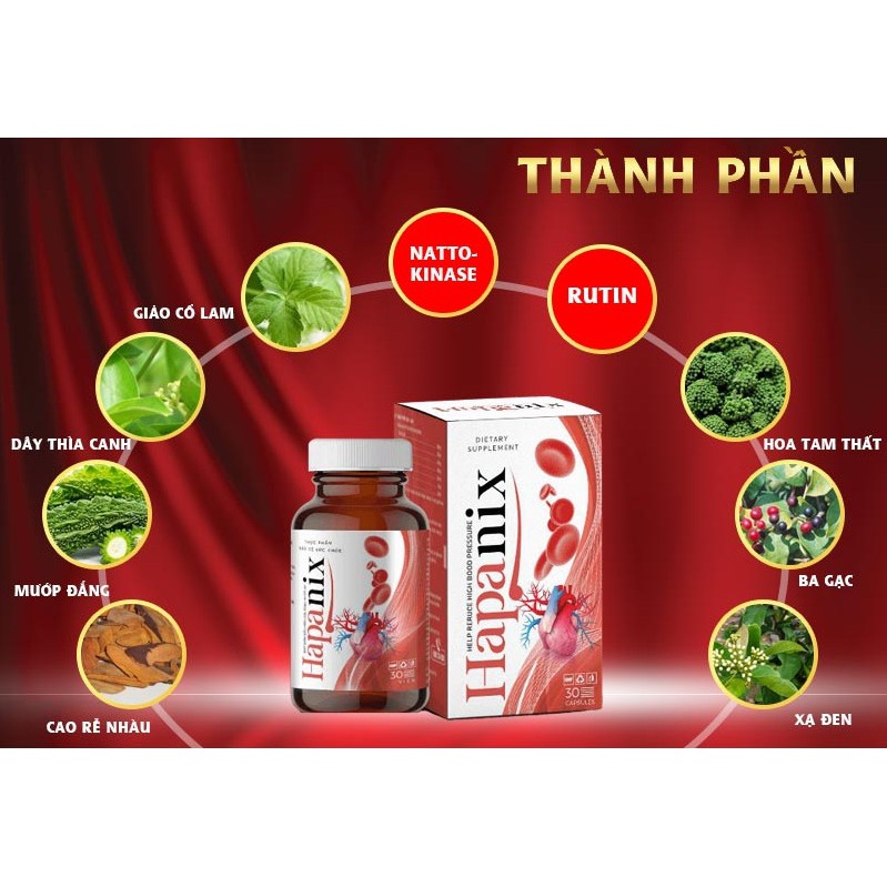 VIÊN HỖ TRỌ ỔN ĐỊNH HUYẾT ÁP HAPANIX - Kiểm Soát Huyết Áp An Toàn Hiệu Quả Sức Khỏe Toàn Diện - Chính Hãng Hộp 30 Viên
