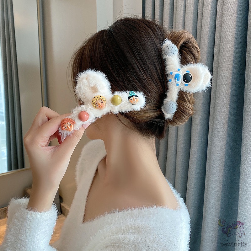 Kẹp tóc phối lông nhung phong cách Hàn Quốc dễ thương xinh xắn dành cho bạn nữ