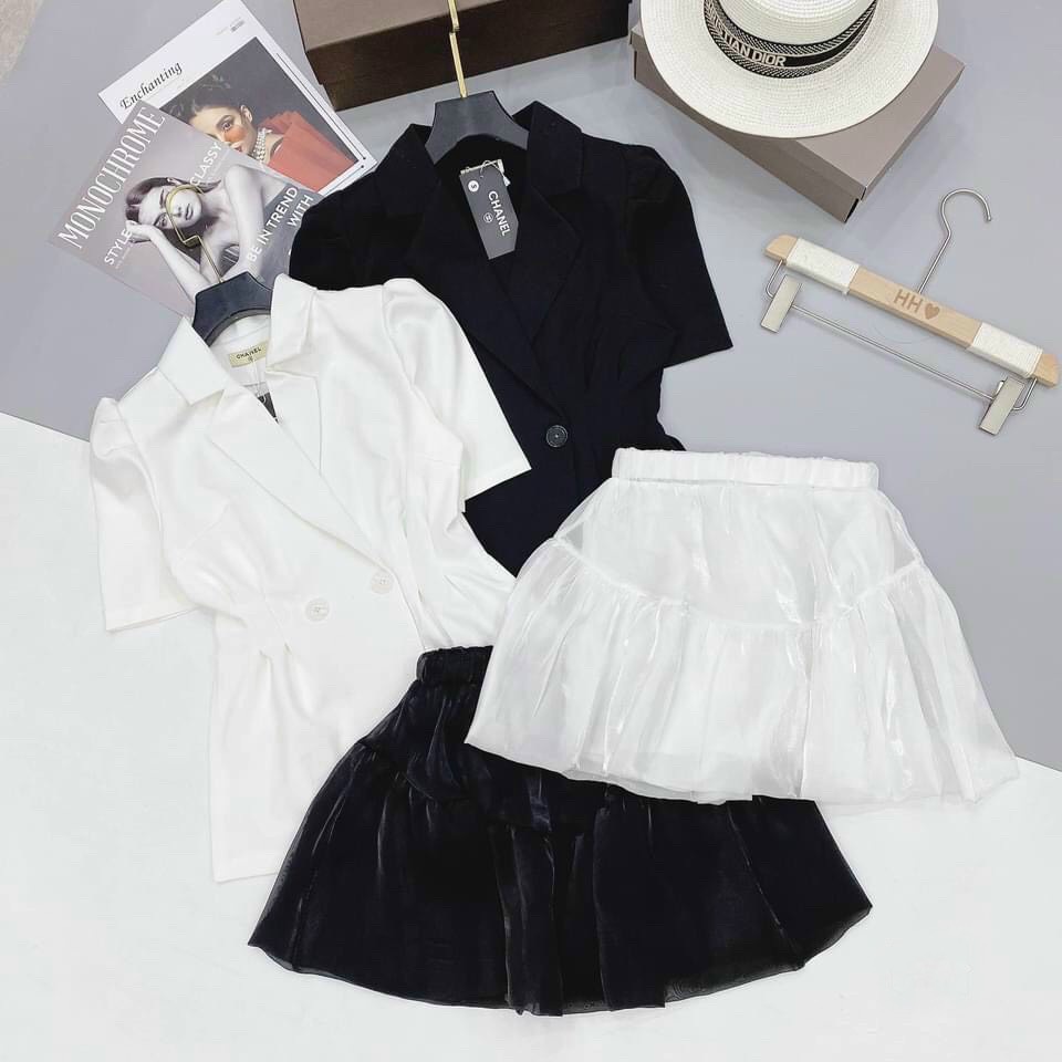 [Hàng Cao Cấp Loại 1 + Ảnh Thật] Bộ Áo Blazer Áo Vest Tay Lỡ Kèm Chân Váy Siêu Dễ Thương Goon Women's - 014
