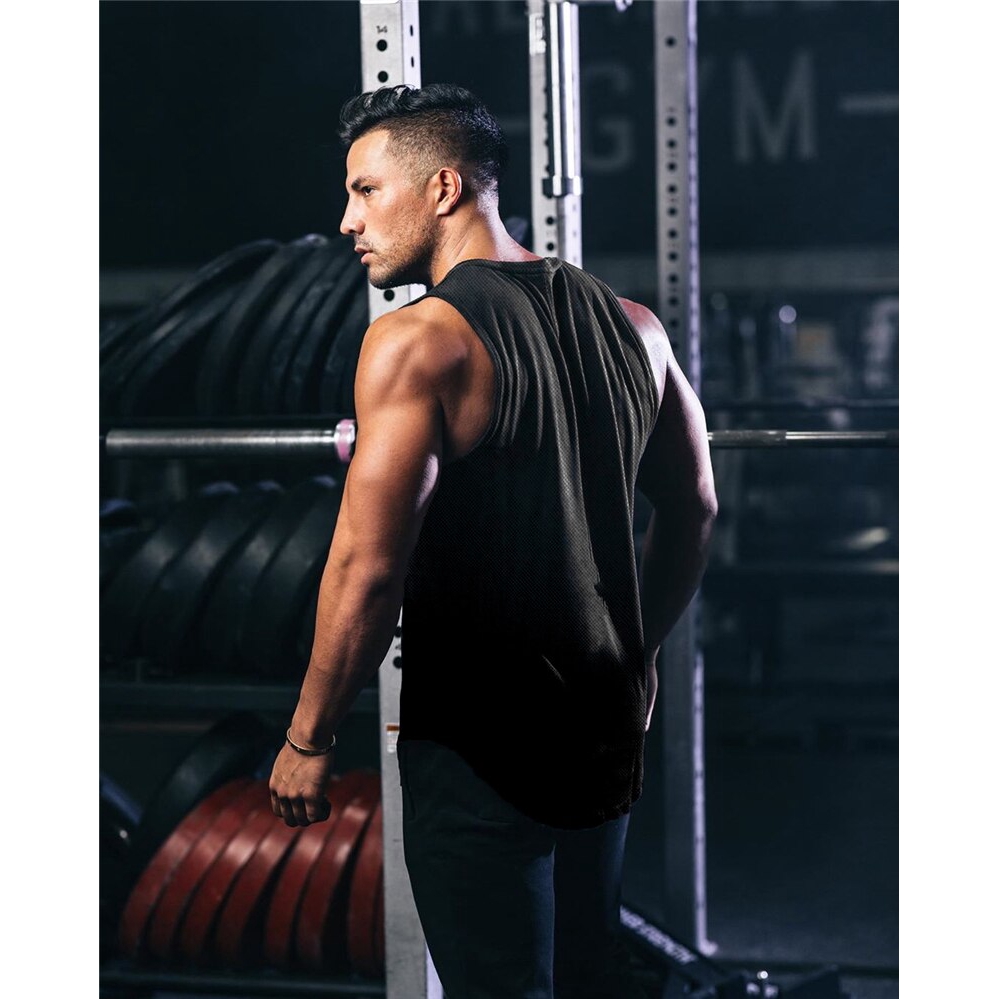 New Fitness Brand Fashion Gym Mesh Tank Top Men Musculation Workout Clothing Bodybuilding Singlets Sleeveless Quick Dry Vest