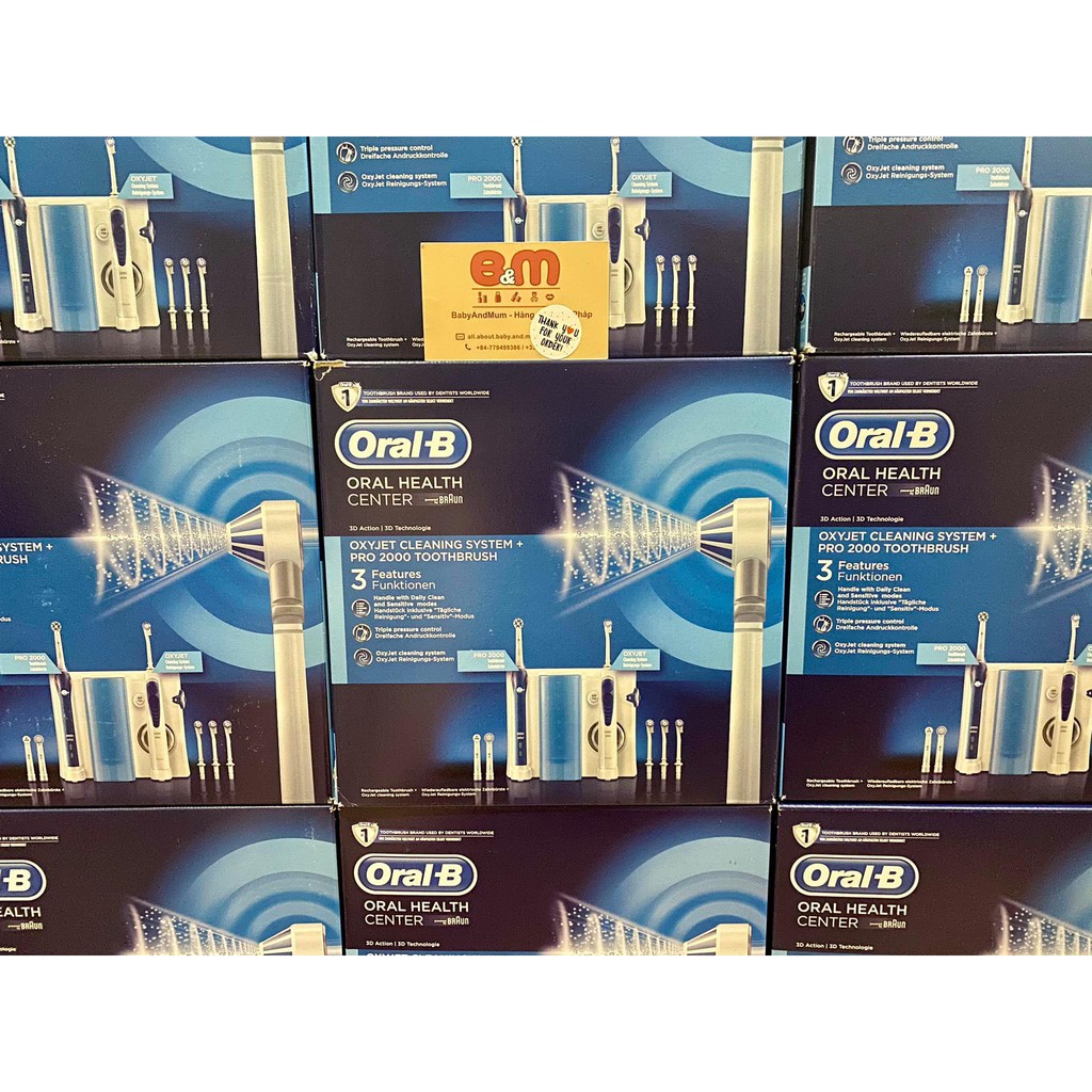 Hàng Đức - Bộ tích hợp Tăm nước Oral B Oxyjet và Bàn chải đánh răng điện Oral B Pro 2000, Smart 5000