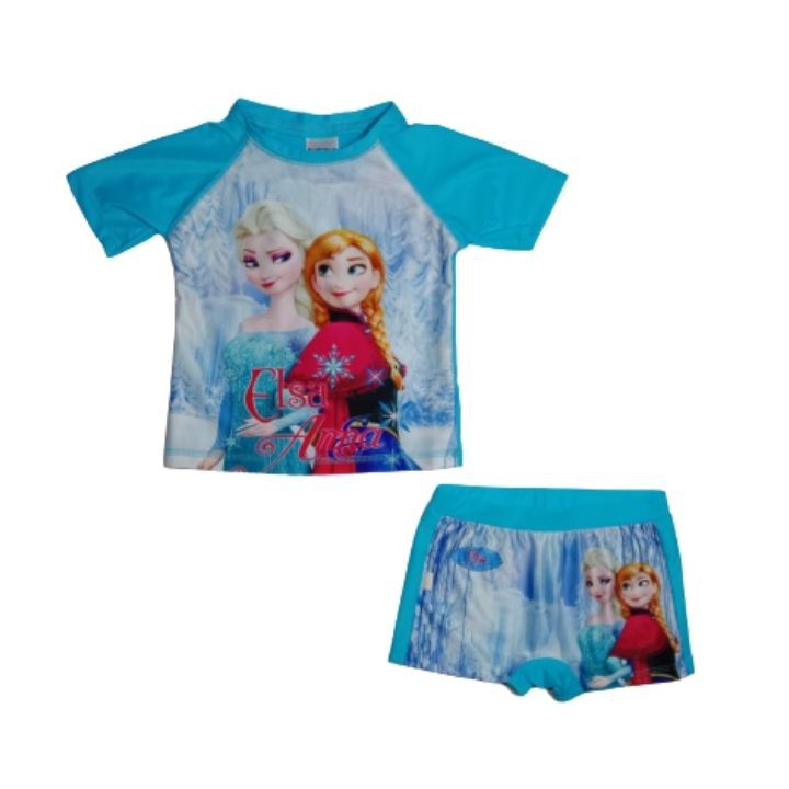 Đồ bơi bé gái hình Elsa Frozen từ 10-39kg - Thun chuyên dụng đồ bơi-co giãn 4 chiều - Tomchuakids.