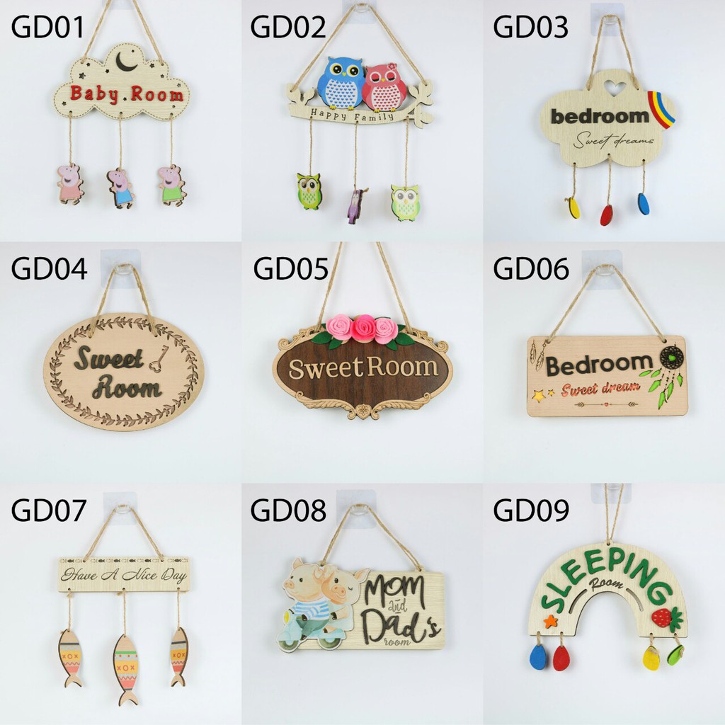 (tặng kèm móc treo)Biển bảng gỗ decor treo tường, cửa, trang trí gia đình, phòng ngủ, phòng khách GD01-09