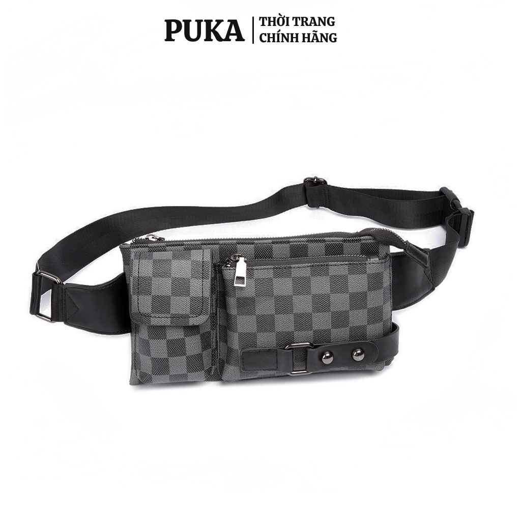 Túi đeo chéo mini nam nữ PUKA da pu chống nước phong cách thời trang đeo hông trẻ trung