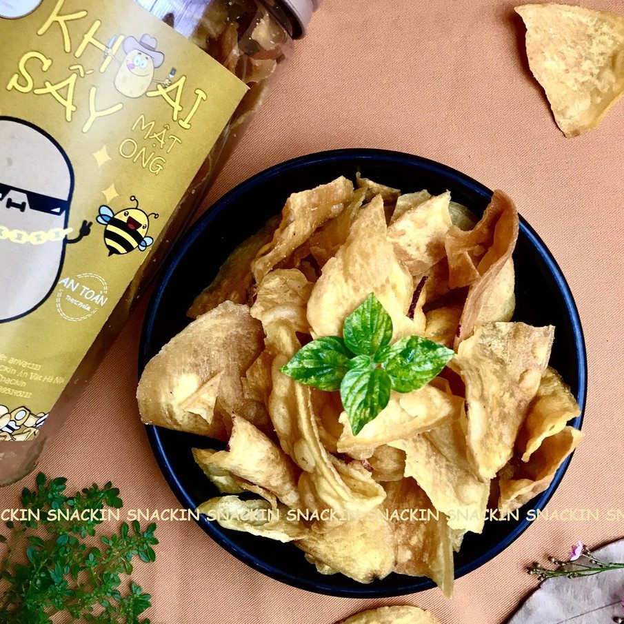 Khoai sấy mật ong SNACKIN hũ pet, ăn vặt Hà Nội