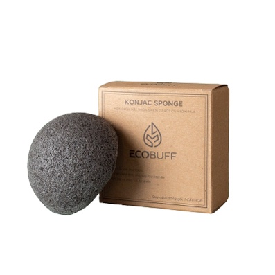 Combo 2 Miếng mút rửa mặt Konjac Sponge Ecobuff Than Hoạt Tính