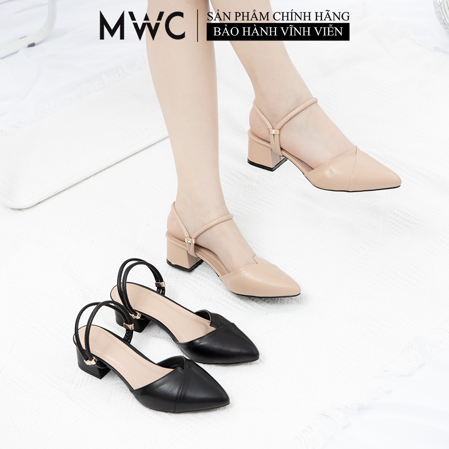 Giày MWC 3816 - Giày Cao Gót Đế Vuông 5CM Bít Mũi Quai Hậu