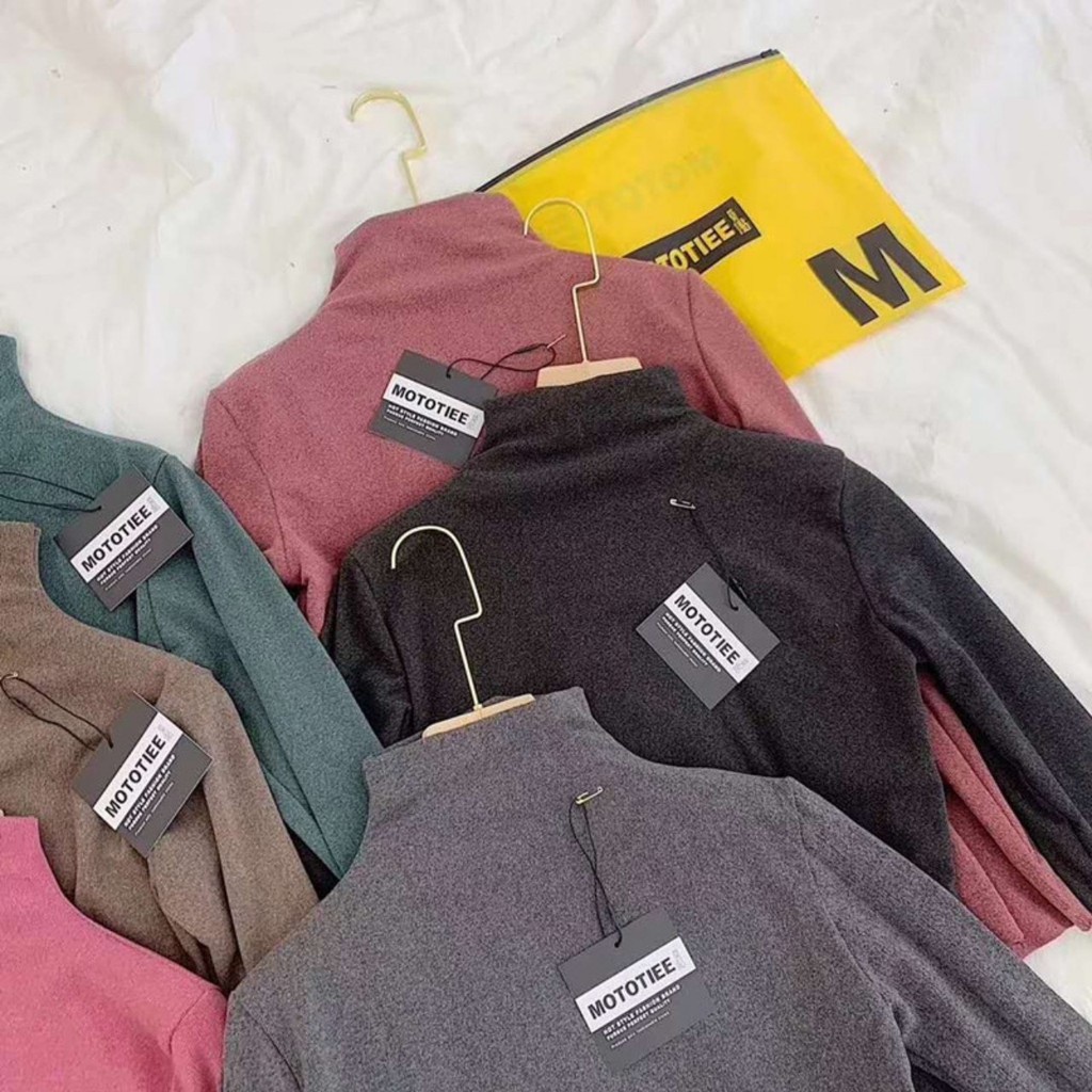 Áo giữ nhiệt nữ cổ 3cm chất cotton tăm trong túi zip xịn FA05