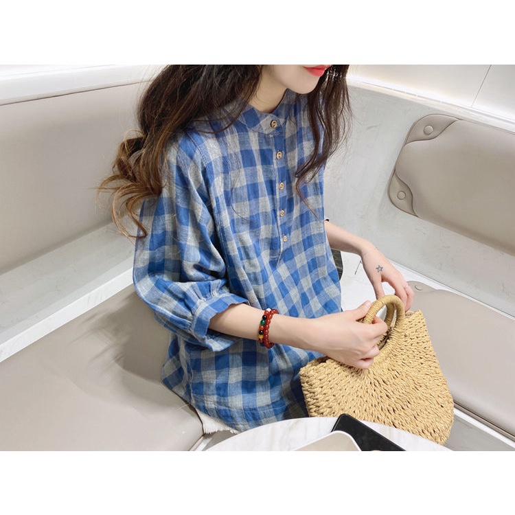 Áo Sơ Mi Tay Cánh Dơi 3 / 4 Phong Cách Hàn Quốc Cho Nữ