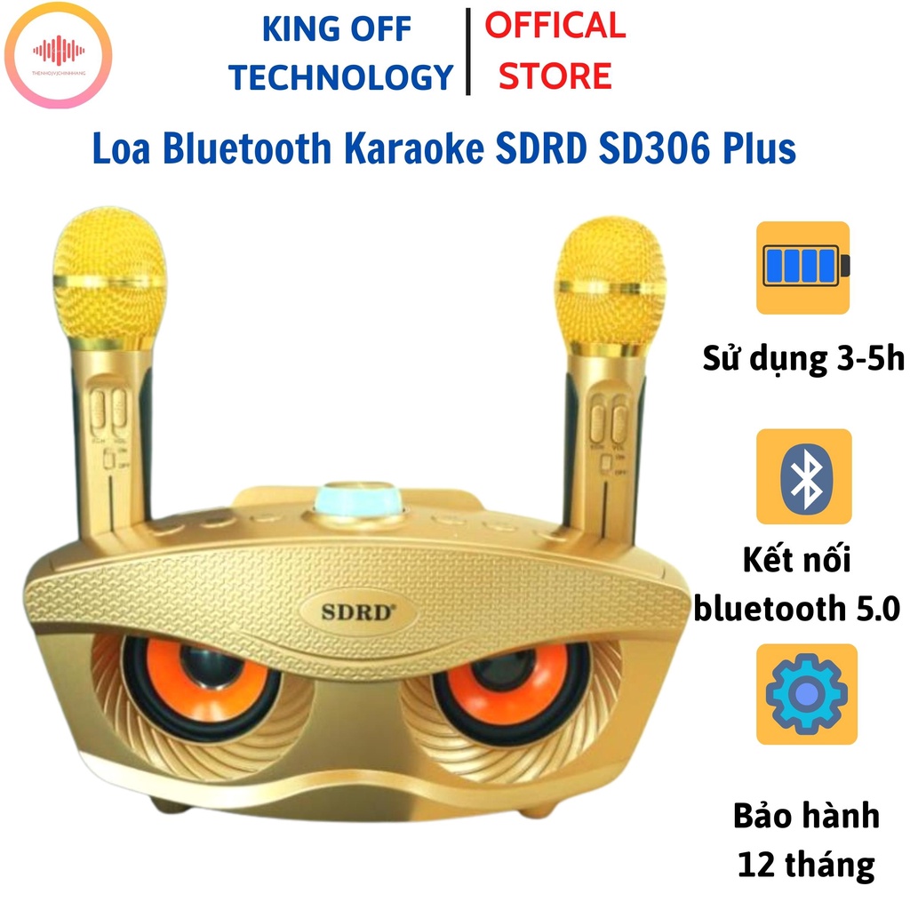 ⚡FREE SHIP⚡ Loa Bluetooth kèm micro hát karaoke Bluetooth SD 306 Không dây song ca bass chuẩn - BH 6 tháng