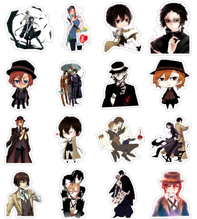 Z & m❀Miếng Dán Trang Trí Hình Chú Chó bungou stray Dogss Đáng Yêu❀Bộ 50 Miếng Dán Chống Thấm Nước Cho Bé 50 Món