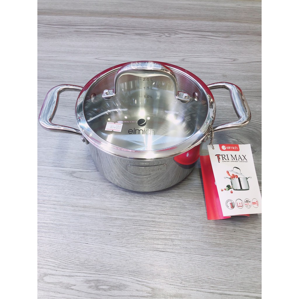 Nồi Elmich inox 304 3 lớp cao cấp đáy liền Trimax XS EL 3746 size 18cm