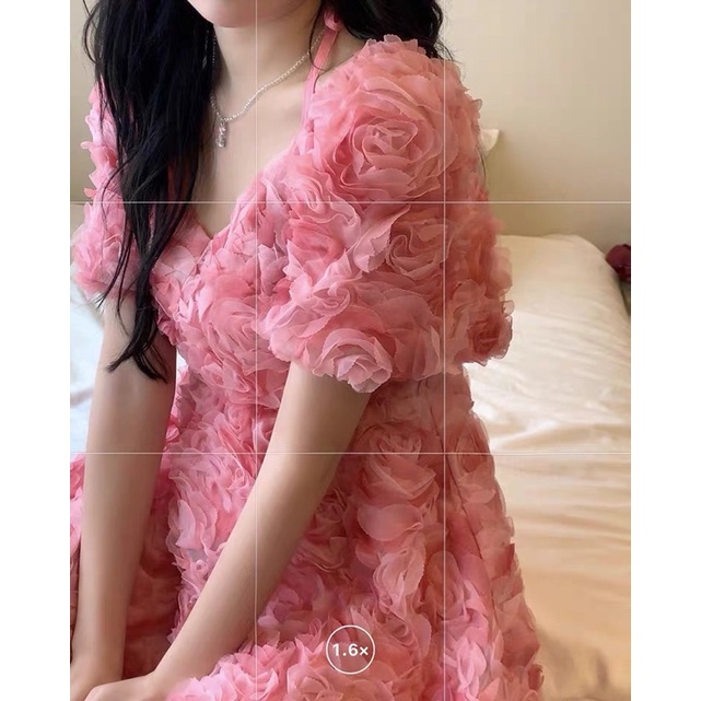 Áo Dây/ Váy Babydoll Hoa Hồng Nổi Siêu Cấp