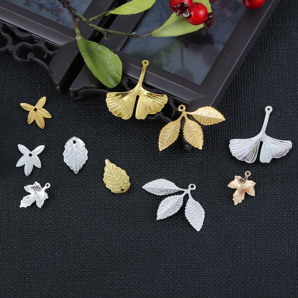 Mặt Dây Chuyền Hình Lá Phong / Lá Phong / Ginkgo Mạ Vàng / Bạc Làm Trang Sức Thủ Công diy