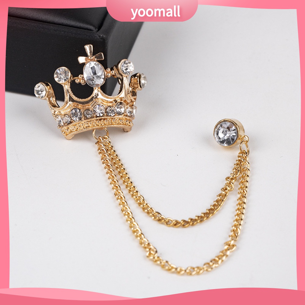 Ghim Cài Áo Hình Vương Miện Phối Dây Xích Tua Rua Phong Cách Cổ Điển Thời Trang Cho Nam Và Nữ