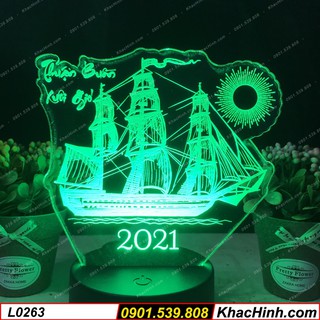 Đèn Led 3D THUẬN BUỒM XUÔI GIÓ – CHÚC MỪNG NĂM MỚI 2021 - Qùa Tặng, Trang Trí, Để Bàn, Phòng ngủ, Thiết kế theo yêu cầu