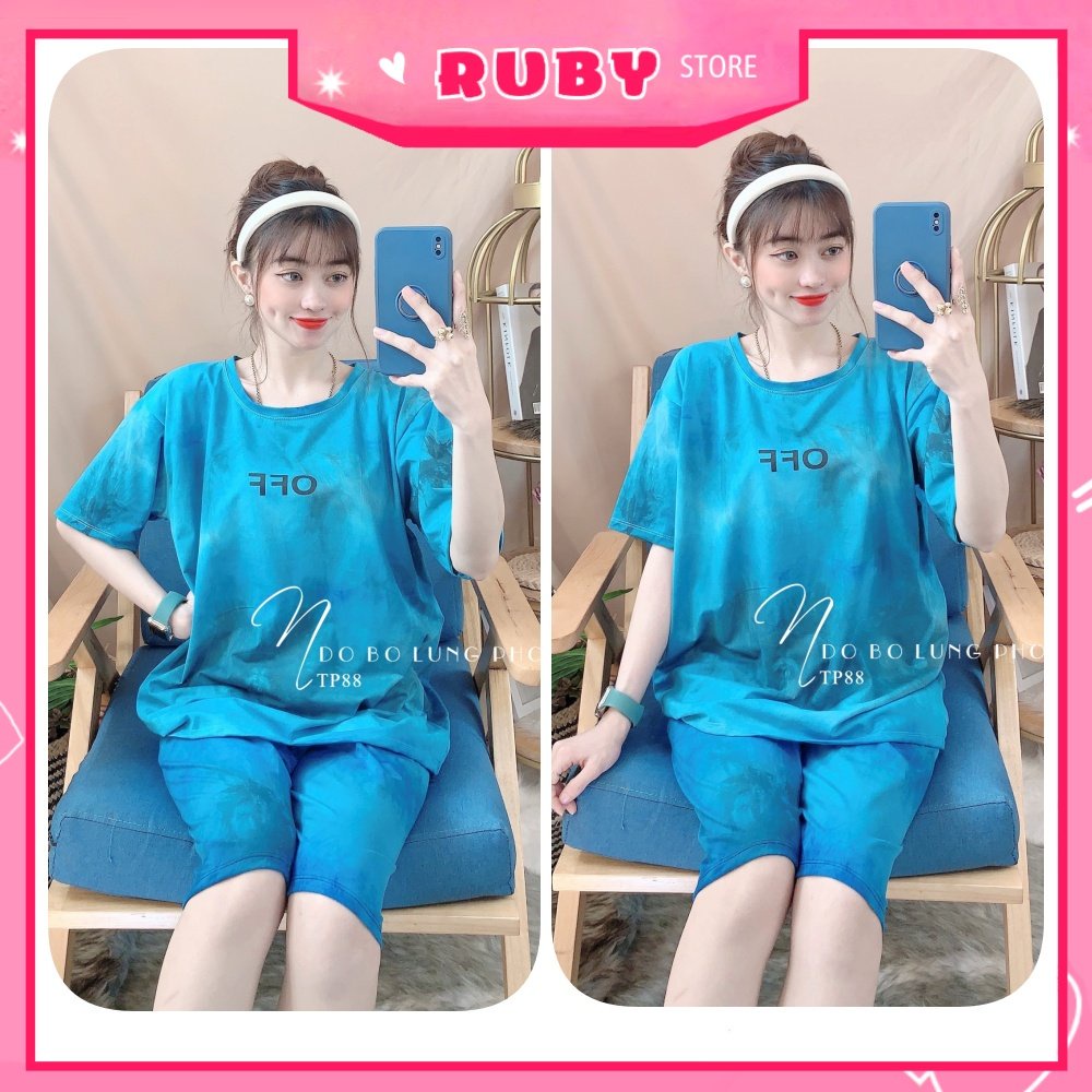 Đồ bộ nữ mặc nhà chất thun mềm mát loang màu in họa tiết dễ thương TP88