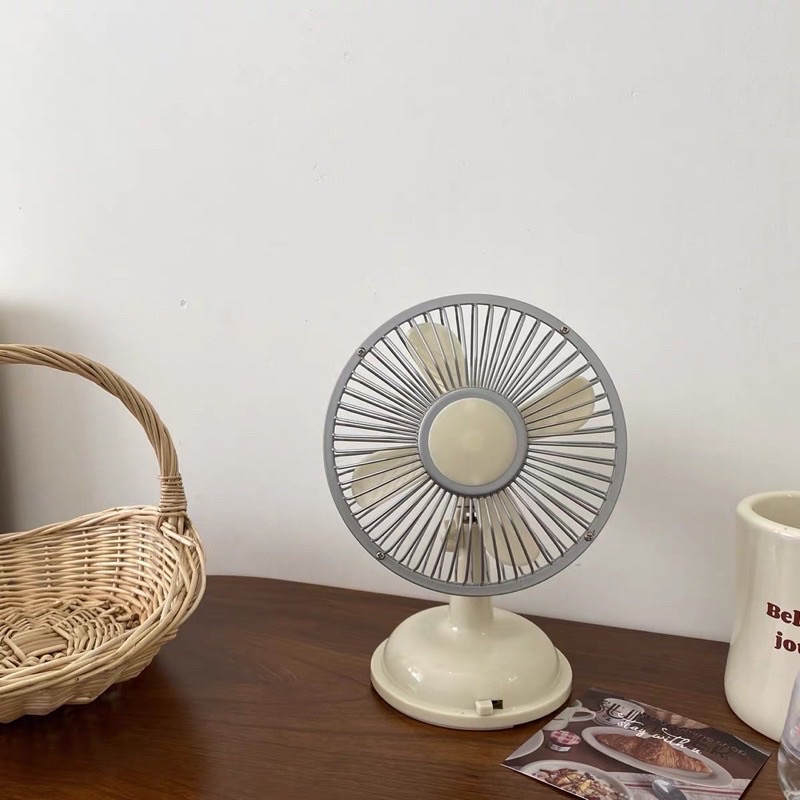Quạt để bàn Vintage có 2 tốc độ gió, quạt mini phong cách Hàn Quốc