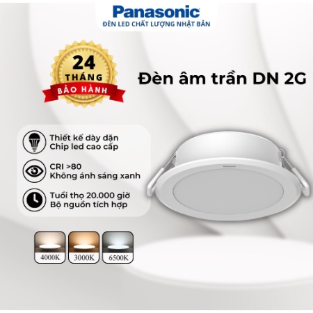 Đèn led âm trần Panasonic 9w/d90 Dowlight DN 2G Nguồn liền thân chip led RG0 loại bỏ ánh sáng xanh gây hại