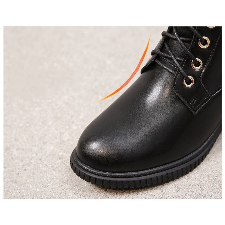 Giày Bốt Martin Nữ phong cách Nhật Bản gót thô đế cao 5P