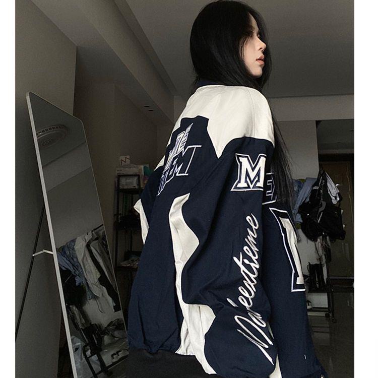 Áo Khoác Bóng Chày Cổ Đứng Phong Cách Đường Phố Mỹ Cá Tính Cho Nữ