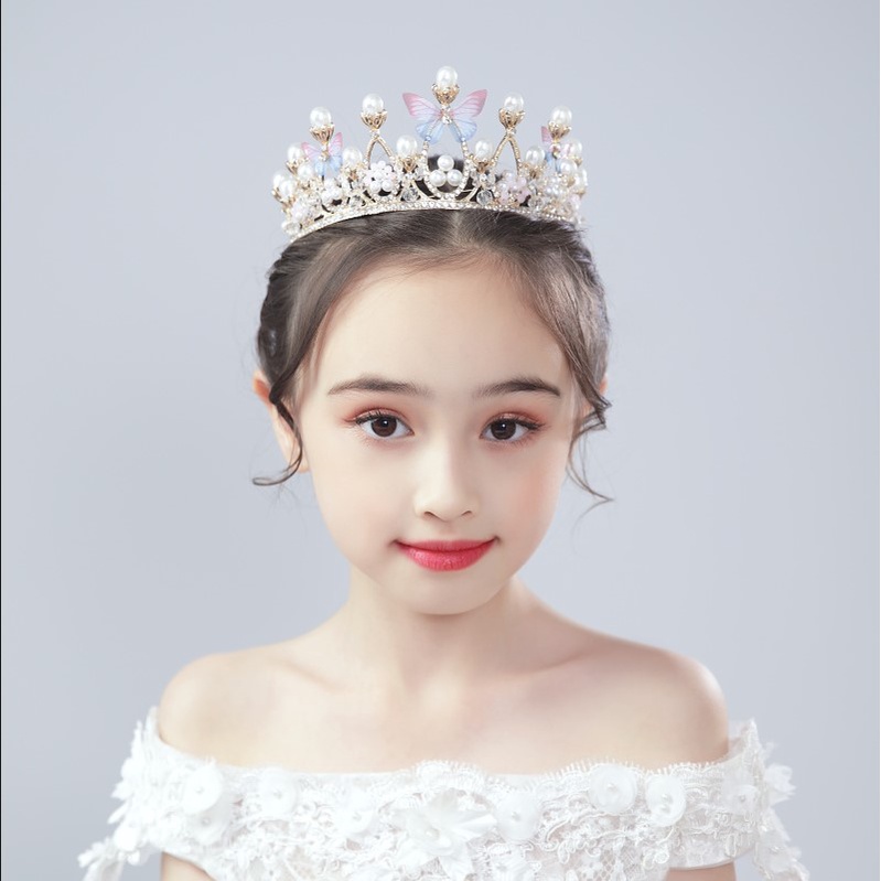 Vương Miện Công Chúa Đính Ngọc Trai Thời Trang Sang Trọng Cho Bé Gái