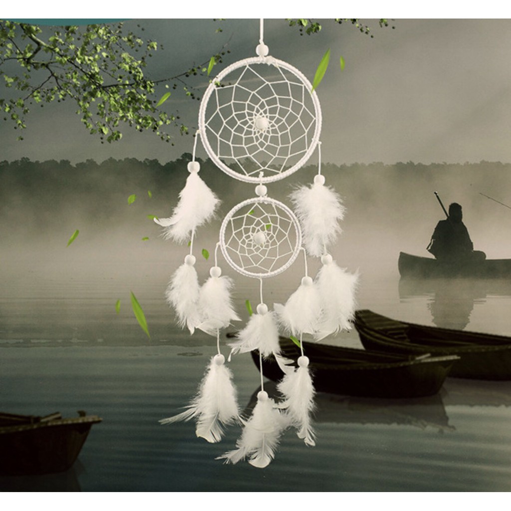 {M6} Dreamcatcher - Lưới Bắt Giấc Mơ Gắn Lông Vũ Treo Trang Trí Xinh Xắn