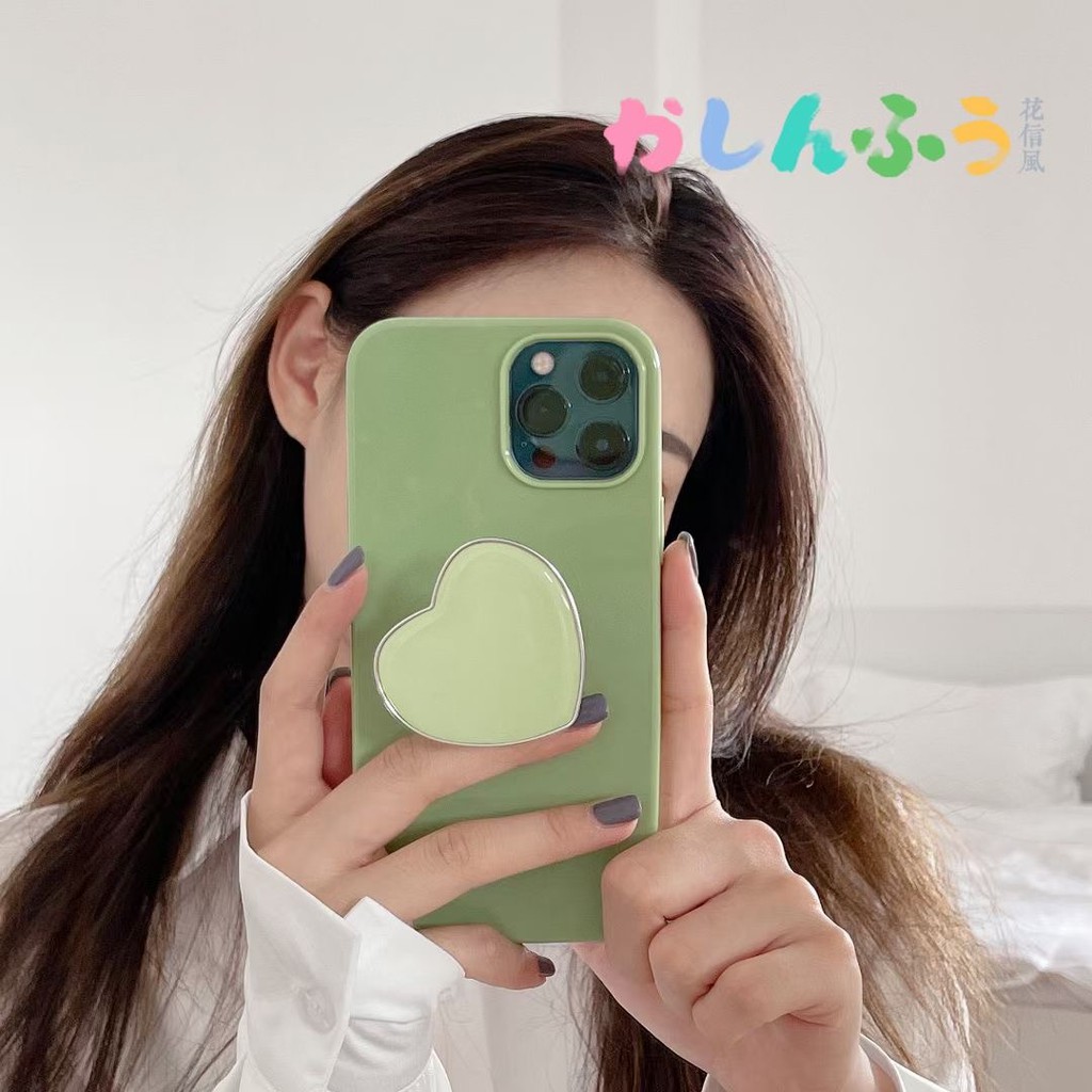 Ốp lưng màu xanh lá mùa hè kèm giá đỡ thích hợp cho Iphone 11 12promax Se 2020 11promax