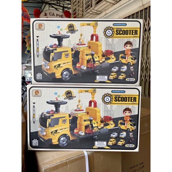 Xe chòi chân 2 in 1 cho bé kết hợp đồ chơi thông minh mô  hình xây dựng⁴