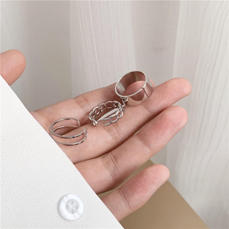 Set nhẫn ba món, nhẫn nam nữ unisex cao cấp kiểu Hàn Quốc nhà cocochang
