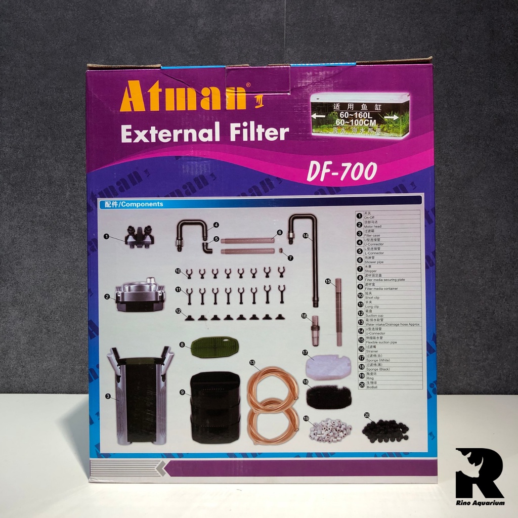 Lọc Thùng Bể Cá Atman DF-700 || DF-1300 Cho Bể Cá Thủy Sinh | Lọc Sạch Bụi Bẩn, Tích Hợp 3 Khay Lọc