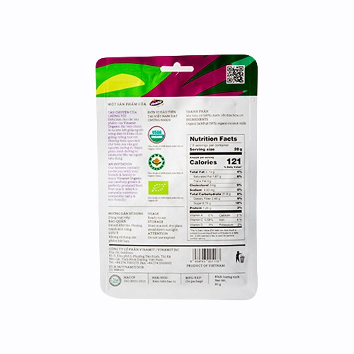 Mít sấy Organic nước cốt dừa VINAMIT 80g