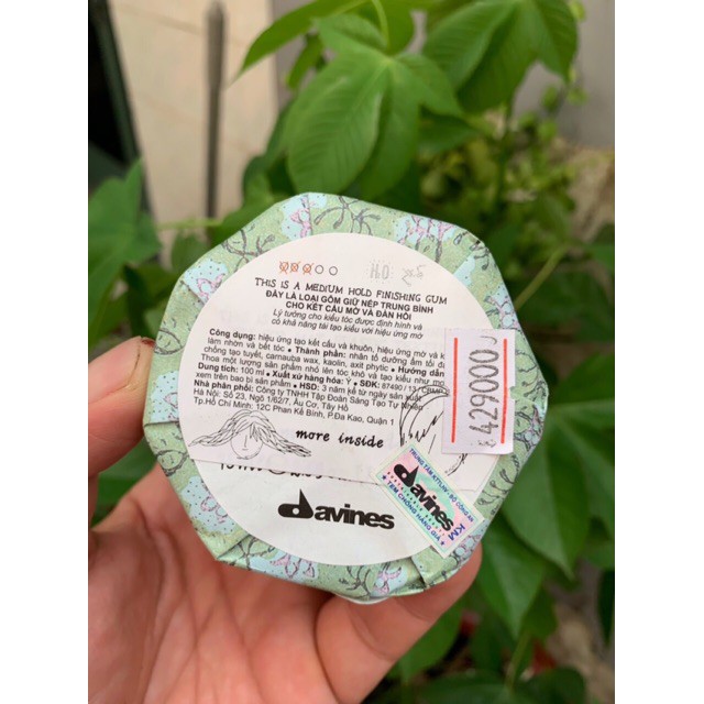 Sáp mềm giữ nếp trung bình Medium Hold Finishing Gum Davines 75ml