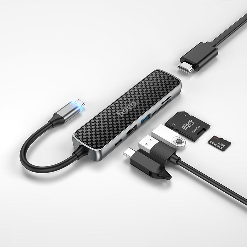 HUB USB-C RA HDMI - THẺ NHỚ - USB 3.0 HOCO HB24