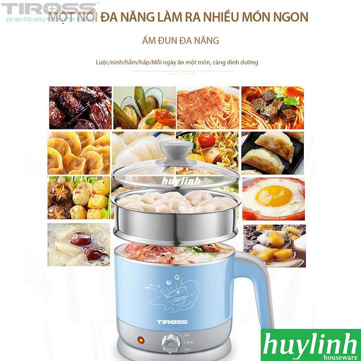 [Mã ELHAMS5 giảm 6% đơn 300K] Ấm đun nấu đa năng Tiross TS1366 - 1.2 lít