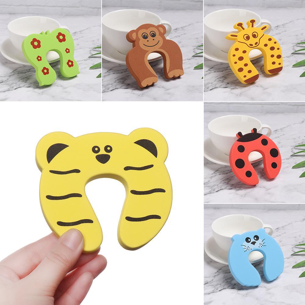 Set 5 / 10 Kẹp Chặn Cửa Mềm Mại Hình Động Vật Hoạt Hình Bảo Vệ Ngón Tay Cho Bé