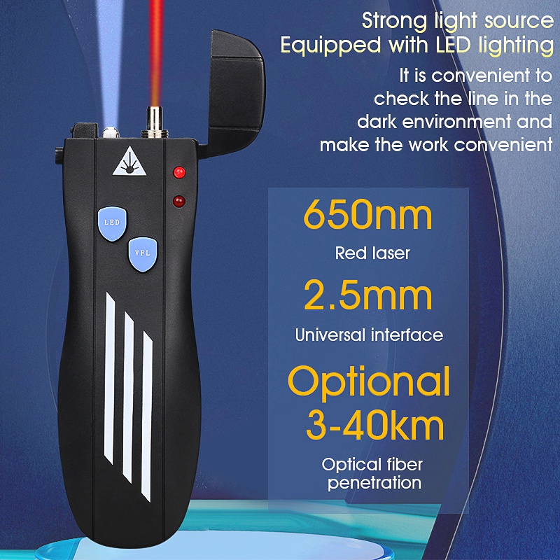 Bộ định vị lỗi hình ảnh nhỏ Máy kiểm tra cáp quang VFL 10km Cáp quang 1/10/20/30 / 50mw