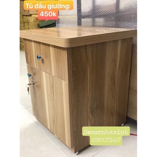 Tủ đầu giường có khoá ( lắp sẵn) - 2 ngăn, cao 50 cm, gỗ 17mm, ship hoả tốc HN