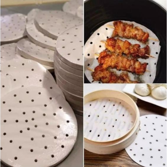 Set 100 tờ giấy nến Tròn SIZE 21.5cm thấm dầu dùng cho nồi chiên không dầu, hấp thức ăn đa năng