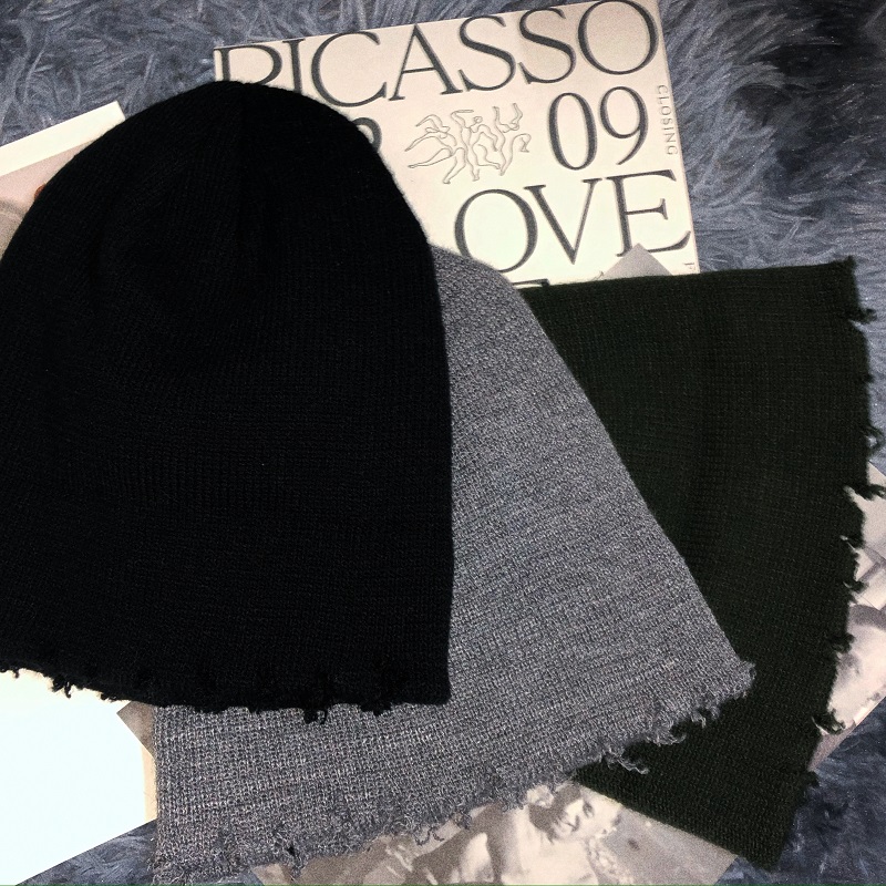 Mũ Len Dệt Kim Thiết Kế Rách Cá Tính 221226 Mũ Da Giữ Ấm Phong Cách Harajuku Hàn Quốc